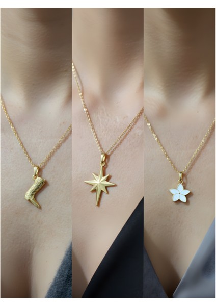 Üçlü Kombin Altın Kaplama Sembol Kolye Seti