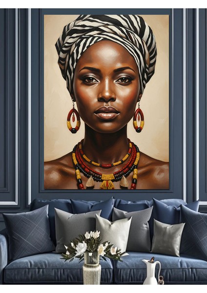 Siyah Kadın Altın Takı Dekoratif Kanvas - Mdf Ahşap Tablo fiyatları