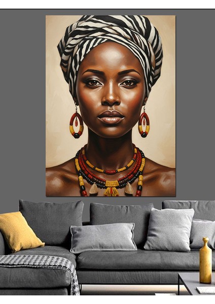 Siyah Kadın Altın Takı Dekoratif Kanvas - Mdf Ahşap Tablo modelleri