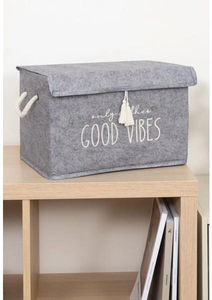 Çok Amaçlı Keçe Kapaklı Mini Kutu Organizer, Saklama Kutusu 35X24X24CM Gri