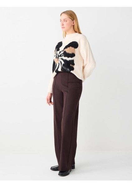 Acı Kahve Bol Paça Yüksek Bel Uzun Örme Pantolon fiyatları