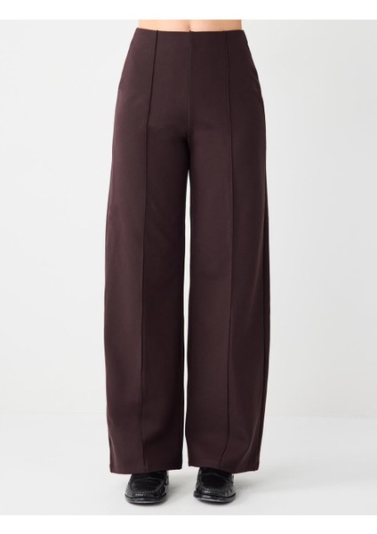 Acı Kahve Bol Paça Yüksek Bel Uzun Örme Pantolon fırsatları