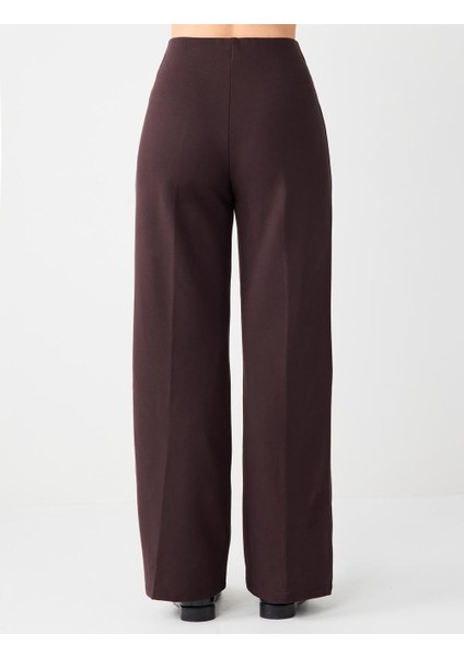 Acı Kahve Bol Paça Yüksek Bel Uzun Örme Pantolon indirimleri