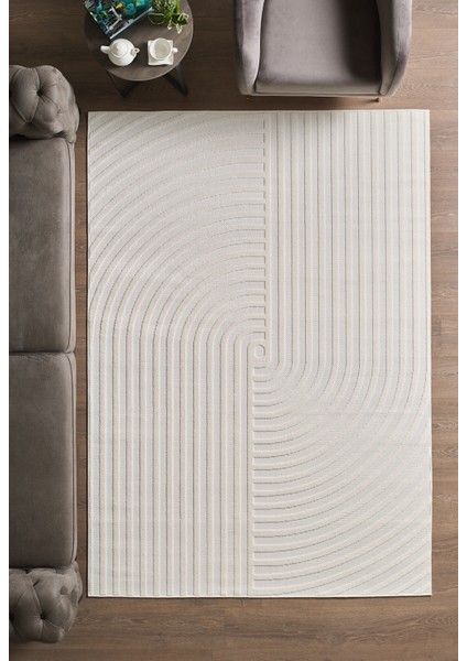 Modern Şık Tasarımlı Sisal Salon Oturma Odası Yolluk Krem Halı