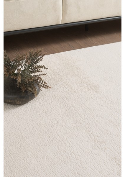 Yumuşak Düz Renk Saçaklı Salon Oturma Odası Yolluk Krem Halı indirimleri