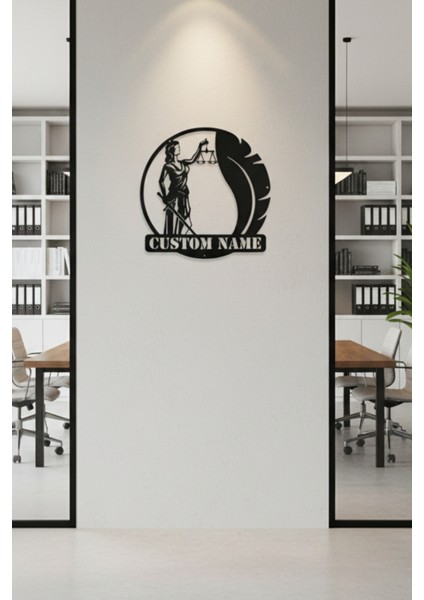 Kişiye Özel Isimli Adalet Terazisi Metal Duvar Dekoru Avukat Ofis Tabela modelleri