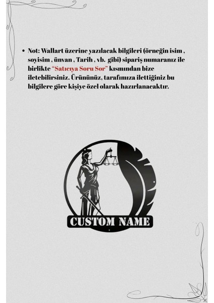 Kişiye Özel Isimli Adalet Terazisi Metal Duvar Dekoru Avukat Ofis Tabela