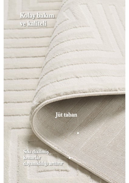 Şık Tasarımlı Krem Salon Oturma Odası Yolluk Jüt Halı indirimleri