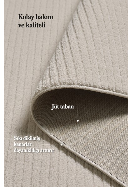 Yumuşak Çizgili Desenli Salon Oturma Odası Yolluk Bej Halı fırsatları