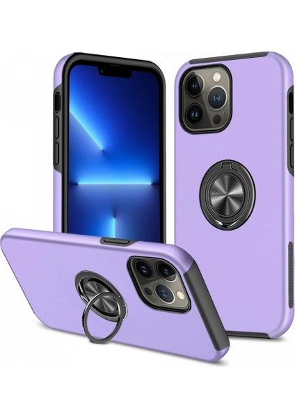 iPhone 13 Pro Kılıf Elit Yüzüklü Kapak - Mor