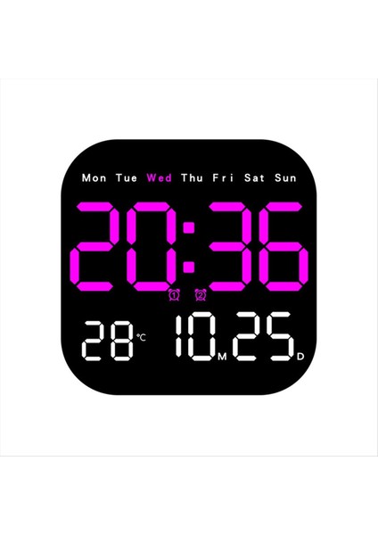 Dijital Duvar Saatleri Sıcaklık Tarih Haftası Dismali Tablo Saati 12/24 Saat Duvara Monte LED Çalar Saat Uzaktan Kumanda D (Yurt Dışından)