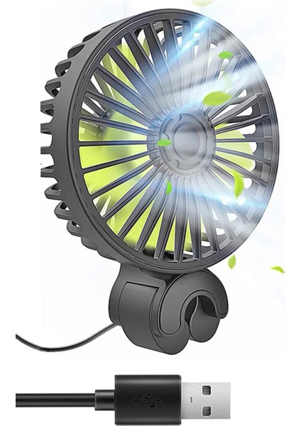 2x Araba Soğutma Fanı USB Arka Arka Koltuk Fanı 3 Hızlı Araç Klip Fanı Araba Araç Kamyonu Van Suv Rv Tekne Otobüs (Yurt Dışından) fiyatları