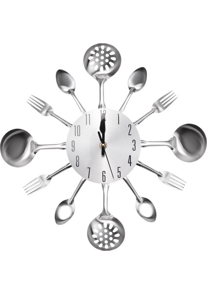 Metal Mutfak Çatal Teşheri Duvar Saati 14 Inç Çatal Kaşık 3D Tikküt Değil Kuvars Batak Odası Ev Dekoru Gümüş (Yurt Dışından) modelleri