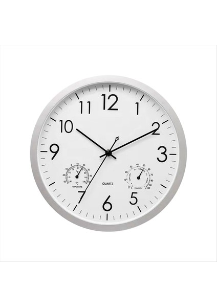 Termometre ve Higometre ile Dekoratif Yuvarlak Açık Saati Büyük Duvar Saati Zarif Retro Sessiz Saat (Yurt Dışından)