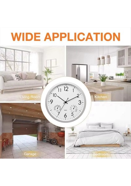 Termometre ve Higometre ile Dekoratif Yuvarlak Açık Saati Büyük Duvar Saati Zarif Retro Sessiz Saat (Yurt Dışından) fırsatları