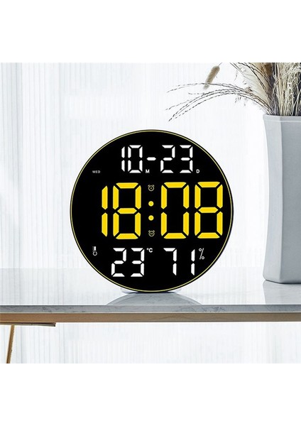 Ortam Işığı 12 Inç Büyük Ekran Çok Işlevli Saat Basit Oturma Odası Duvar Saati LED Duvar Saati Sarı (Yurt Dışından) modelleri