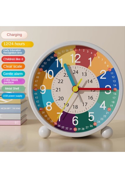 Çocukların Çalar Saat Sessiz Çalar Saat Başucu Masa Erken Eğitim Için Ticking USB Masa Saatleri Erkek ve Kızlar (Yurt Dışından) modelleri