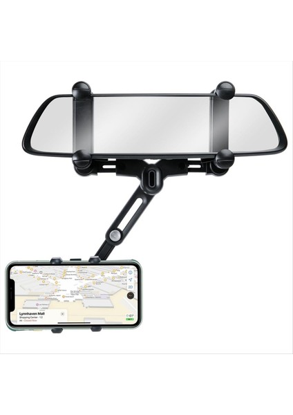 Araba Için Dikiz Ayna Telefonu Tutucu 360 ° Döndürülebilir ve Geri Çekilebilir Araba Telefon Tutucusu 4 Pençe Daha Kararlı Telefon Montajı (Yurt Dışından)