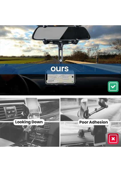 Araba Için Dikiz Ayna Telefonu Tutucu 360 ° Döndürülebilir ve Geri Çekilebilir Araba Telefon Tutucusu 4 Pençe Daha Kararlı Telefon Montajı (Yurt Dışından) fırsatları
