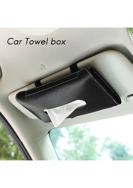 2x Araba Doku Kutusu Havlu Seti Araba Güneş Vizörü Pu Deri Doku Kutusu Tutucu Araba Doku Tutucusu Arabalar Için Siyah (Yurt Dışından) fiyatları