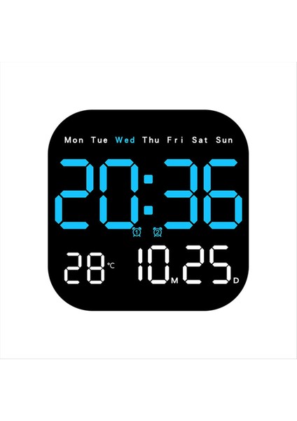 Dijital Duvar Saatleri Sıcaklık Tarih Haftası Dismali Masa Saati 12/24 Saat Duvara Monte LED Çartı Saat Uzaktan Kumanda B (Yurt Dışından)