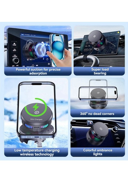 Soğutma Araba Manyetik Vakum Telefon Tutucu Araba 15W Kablosuz Hızlı Şarj Cihazı Braketi Evrensel Gps Stand (Yurt Dışından) modelleri