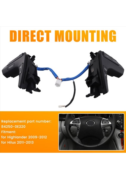 Toyota Highlander Için Araba Bluetooth Direksiyon Ses Kontrol Düğmesi Anahtarı 2009-2012 Hilux 2011-2013 84250-0E220 (Yurt Dışından) fırsatları