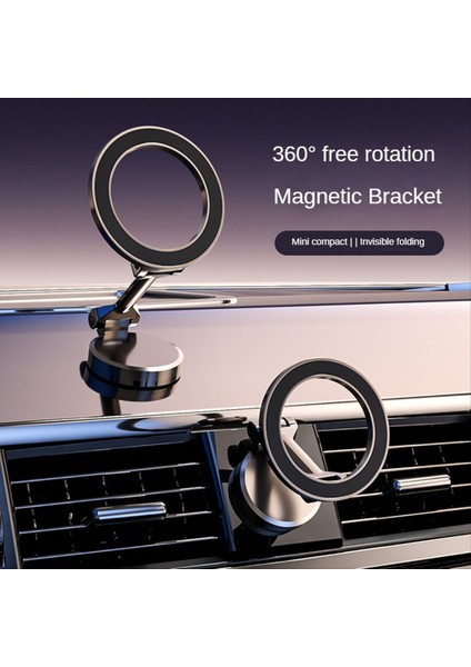 Araba Için Manyetik Telefon Tutucusu Güçlü Manyetik 360 ° Dönme All-Metal Telefon Tutucu Telefon Gümüş (Yurt Dışından) modelleri