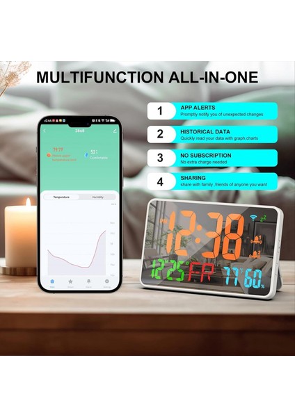 Tuya Wifi LED Saat Takvimi Akıllı Termometre Higometre Kozmetik Ayna Ev Ofis Için Çok Fonksiyon Saati (Yurt Dışından) indirimleri