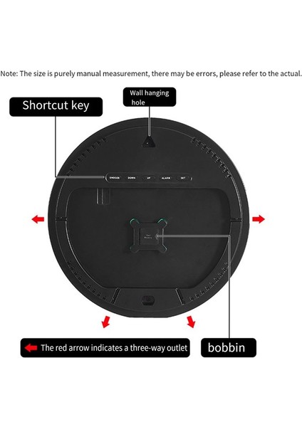 Ortam Işığı 12 Inç Büyük Ekran Çok Işlevli Saat Basit Oturma Odası Duvar Saati LED Duvar Saati Macenta Renk (Yurt Dışından) fırsatları