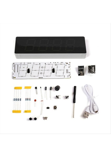 Dıy Kit Dijital Rgb Renkli LED Çalar Saat 4digit Tarih Sıcaklık Saati Lehek Proje Uygulaması A (Yurt Dışından)