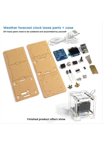 Mini Saat Dıy Kiti OLED 2 4g Wifi Zaman Sıcaklığı Nem Tarih Haftası Hava Tahmin Göstergesi Dc 5V Saat (Yurt Dışından) fırsatları