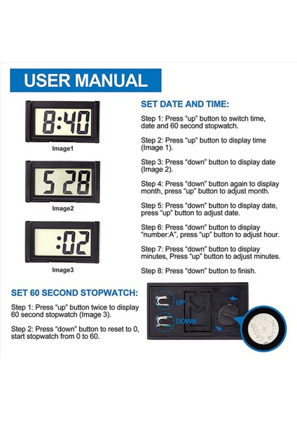 4x Küçük Dijital Araba Gösterge Paneli Saati Pil Çalışan Otomotiv Motosiklet ve Kamyon Için Büyük Şeref LCD Zaman Ekranı (Yurt Dışından) fiyatları