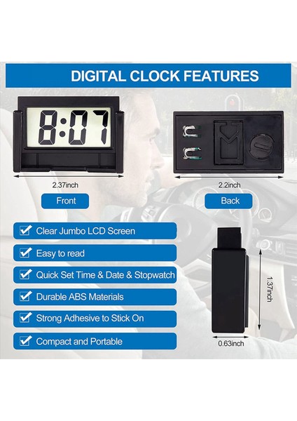 4x Küçük Dijital Araba Gösterge Paneli Saati Pil Çalışan Otomotiv Motosiklet ve Kamyon Için Büyük Şeref LCD Zaman Ekranı (Yurt Dışından) fırsatları
