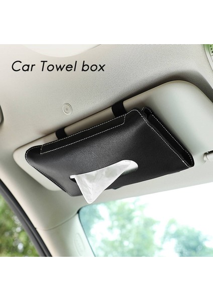Araba Doku Kutusu Havlu Seti Araba Güneş Vizörü Pu Deri Doku Kutusu Tutucu Araba Doku Tutucu Arabalar Için Siyah (Yurt Dışından) fiyatları