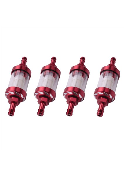 4x Alüminyum Alaşım Cam Motosiklet Gazı Yakıt Benzin Yağı Filtresi Atv Kir Çukur Bisikleti Moto Aksesuarları Kırmızı (Yurt Dışından)