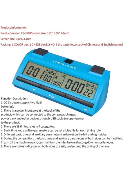 Profesyonel Satranç Dijital Zamanlayıcı Satranç Saati Yukarı Masa Oyunu Koruma Bonusu Yarışması Saat Ölçer (Yurt Dışından) fırsatları