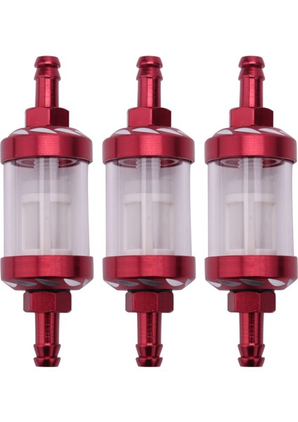 3x Alüminyum Alaşım Cam Motosiklet Gazı Yakıt Benzin Yağı Filtresi Atv Kir Çukur Bisiklet Motokros Kırmızı (Yurt Dışından)