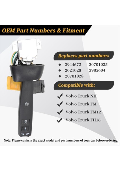 3944672 3985604 20701028 20701025 Volvo FH12 FH16 Kamyon Dönüş Sinyali Silecek Kombinasyon Anahtarı Için SWF2027 (Yurt Dışından) fiyatları