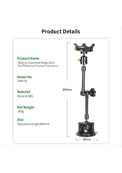 Lanparte Araba Telefon Tutucu Sabitleyici Araba Sihirli Kol Eşleme Kupası Telefon Selfie Stick 360 ° Dönen Braket Uzaktan (Yurt Dışından) fırsatları