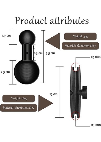 25MM/1 Inç Ila 17 Mm&#39 Lik Kamlı Kodaklar B Boyutlu Çift Soket Kolu 17MM Döner Top Montaj Deseni Gps Montajı (Yurt Dışından) modelleri