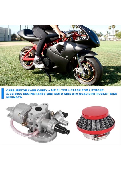 42MM Hava Filtresi+2 Strok Için Karbüratör Kiti 47CC 49CC Motor Parçaları Mini Moto Çocukları Atv Dört Kir Cep Bisikleti Kırmızı (Yurt Dışından) fırsatları