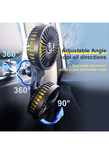 12-24V USB Araba Fan Taşınabilir Arabalar Elektrikli Fan Ev Ofisi 360 Derece Dönebilir Çift Kafa 3 Hızlı Koltuk Fanı (Yurt Dışından) fiyatları
