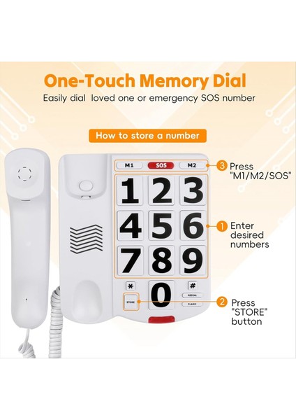 Yaşlı Yaşlılar Için Büyük Düğme Telefonu Evsel Hat Telefonu Görsel Işitme Engelli Için Telefon Için Bir Anahtar Telefon (Yurt Dışından) indirimleri