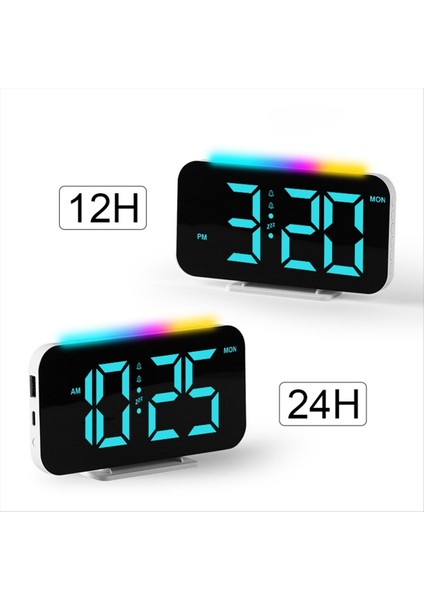 LED Dijital Saat Rgb Ekran Çalar Saat Ortam Aydınlatma Gece Lambası LED Zaman Ekran Masaüstü Saat-B (Yurt Dışından) fırsatları
