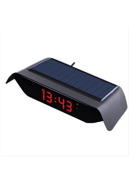 Araba Güneş Enerjili Saat 24 Saat Yüksek Hassasiyetli Saat Otomatik Parlaklık Ayarı Termometresi (Yurt Dışından)