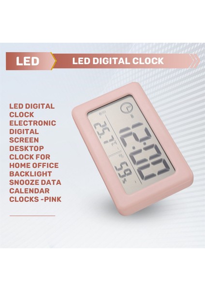 LED Dijital Saat Dijital Ekran Masaüstü Saat Ev Ofis Arka Işığı Erteleme Veri Takvim Saatleri -Pink (Yurt Dışından) indirimleri