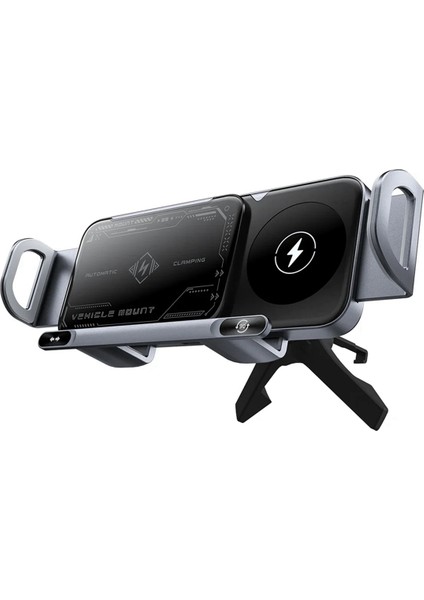 Araba Kablosuz Şarj Cihazı Stand Katlama Ekran Hızlı Şarj 15W Hızlı Araba Kablosuz Şarj Standı Telefon Tutucu (Yurt Dışından)