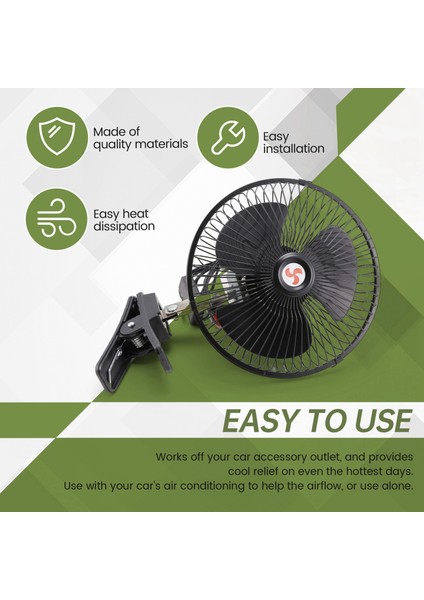 12V Taşınabilir Araç Otomatik Elektrikli Araç Fanı Salınan Araç Soğutma Fanı Düşük Gürültü Çakmak 8 Inç (Yurt Dışından) fırsatları