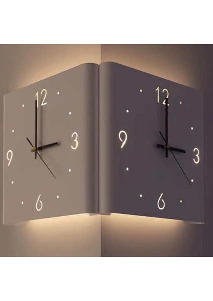 Kare Duvar Saati Katlanmış Köşe Duvar Asılı Saat Şık Ark Sessiz Saat Oturma Odası Için Işık ile Ev Dekorasyonu-A (Yurt Dışından) modelleri